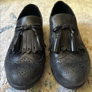Born Black Tassel Wingtip Kiltie Loafers
